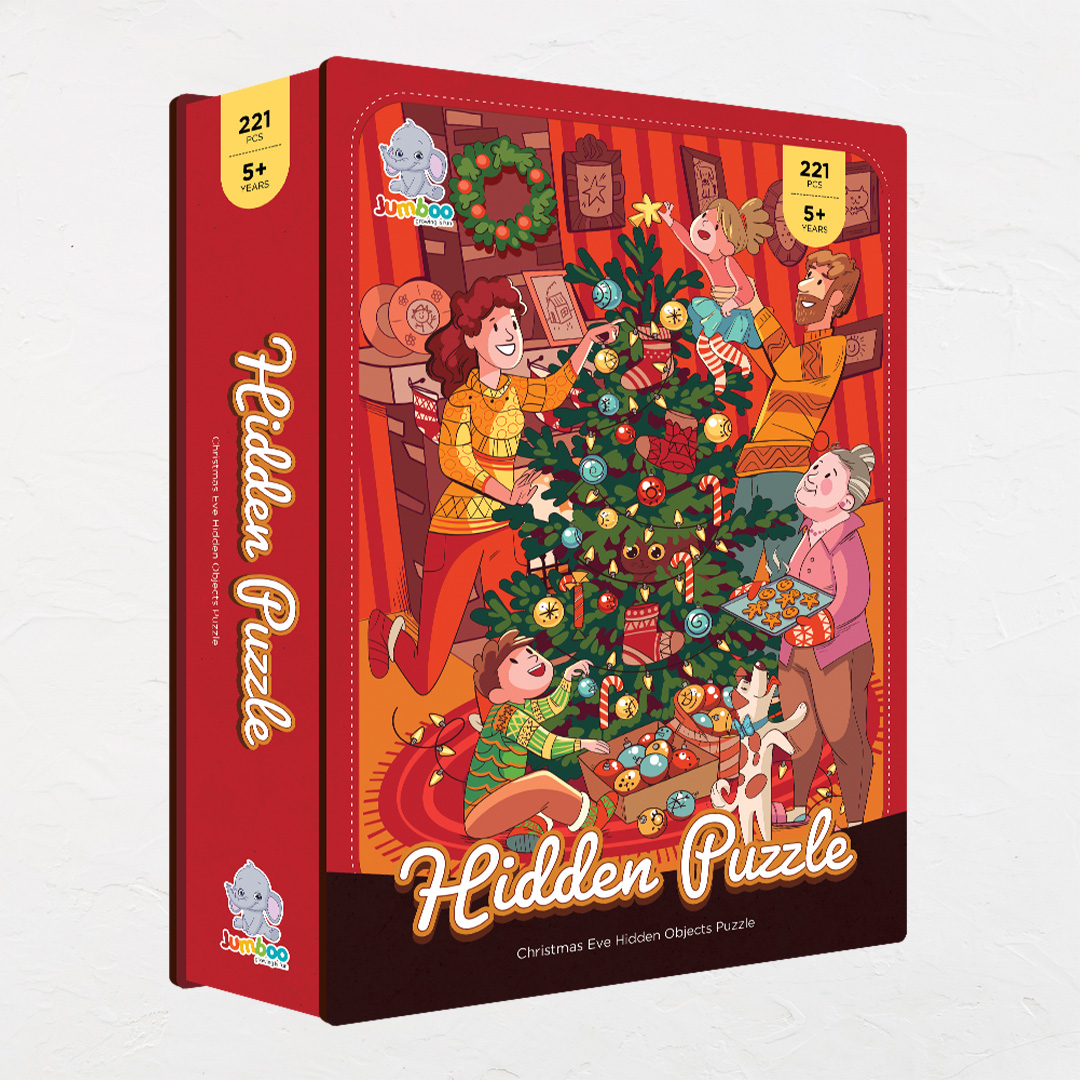 Christmas Eve hidden objects puzzle perfect for the curious kids
