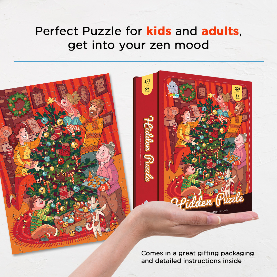 Christmas Eve hidden objects puzzle perfect for the curious kids