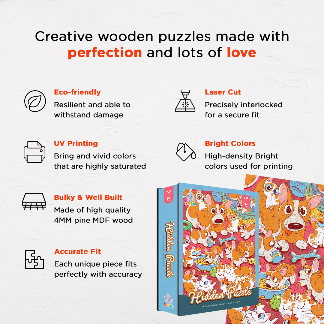 Dogs and Cats hidden objects puzzle perfect for the curious kids