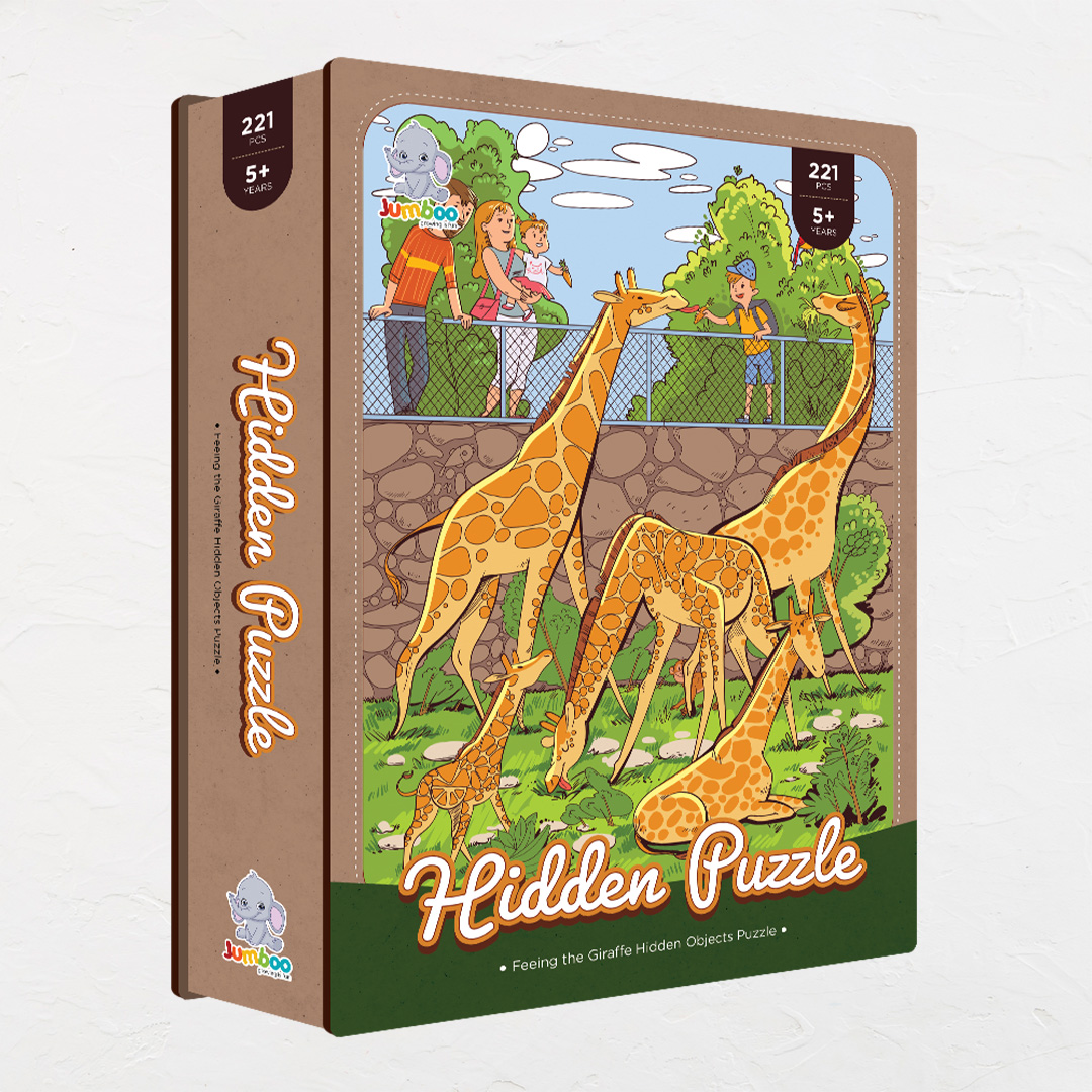 Feeding the Giraffe hidden objects puzzle perfect for the curious kids