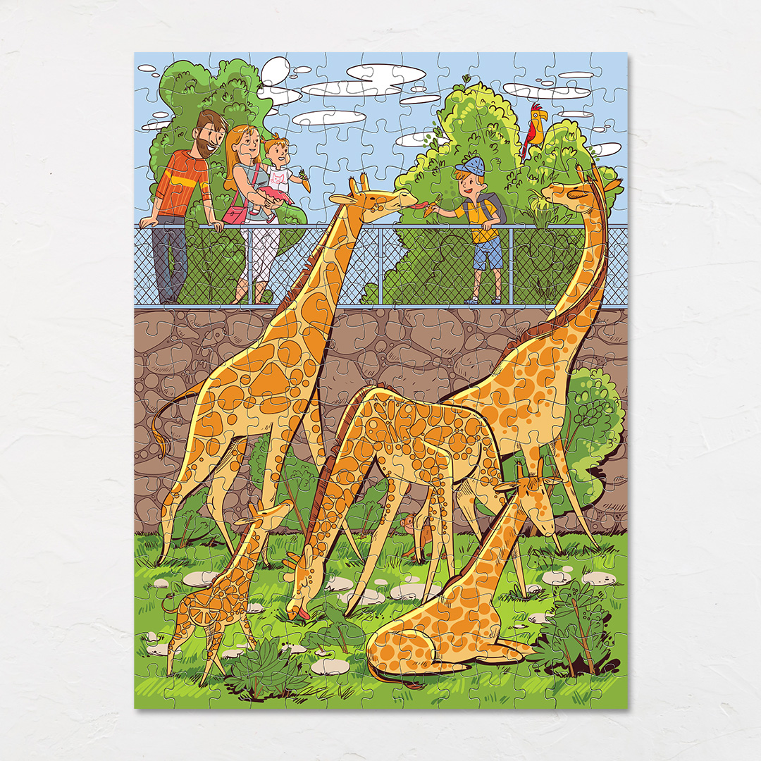 Feeding the Giraffe hidden objects puzzle perfect for the curious kids