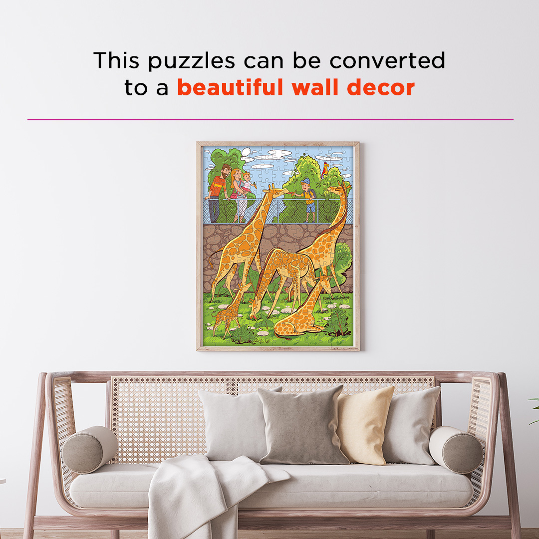 Feeding the Giraffe hidden objects puzzle perfect for the curious kids