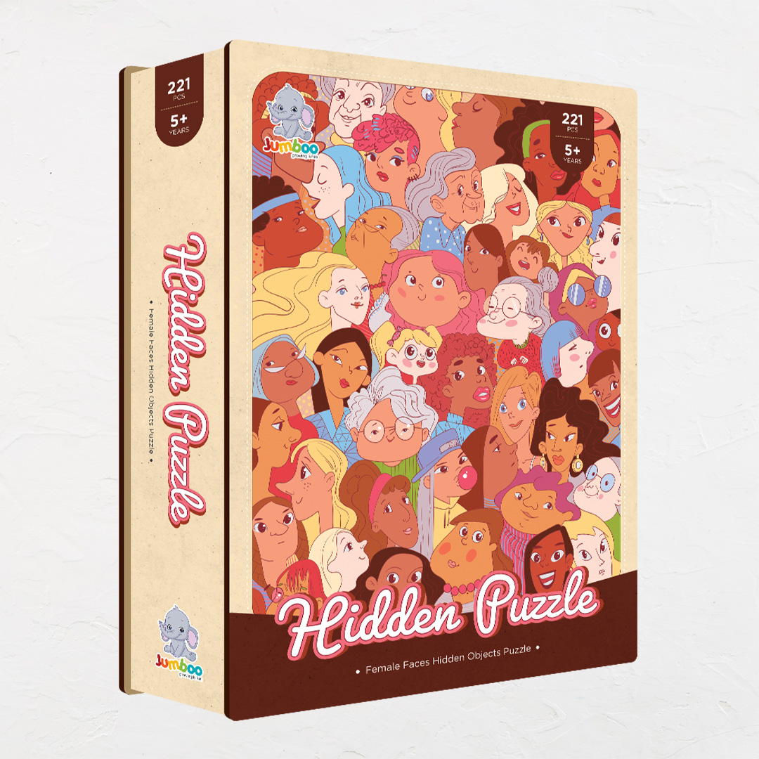 Female Faces hidden objects puzzle perfect for the curious kids
