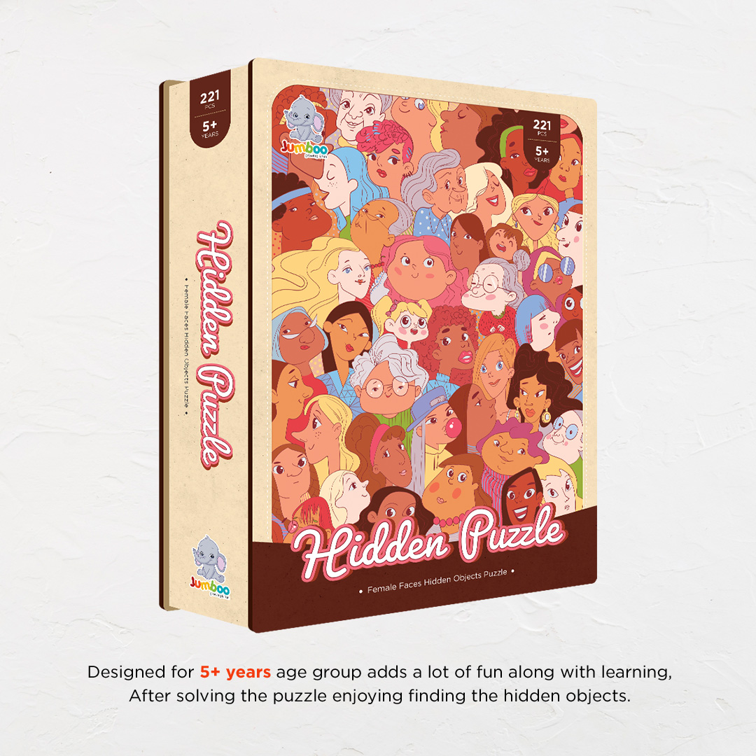 Female Faces hidden objects puzzle perfect for the curious kids