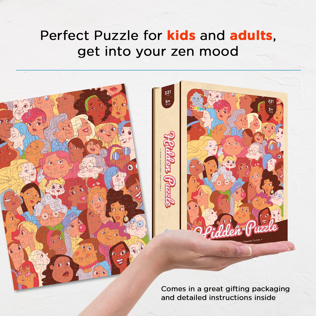 Female Faces hidden objects puzzle perfect for the curious kids