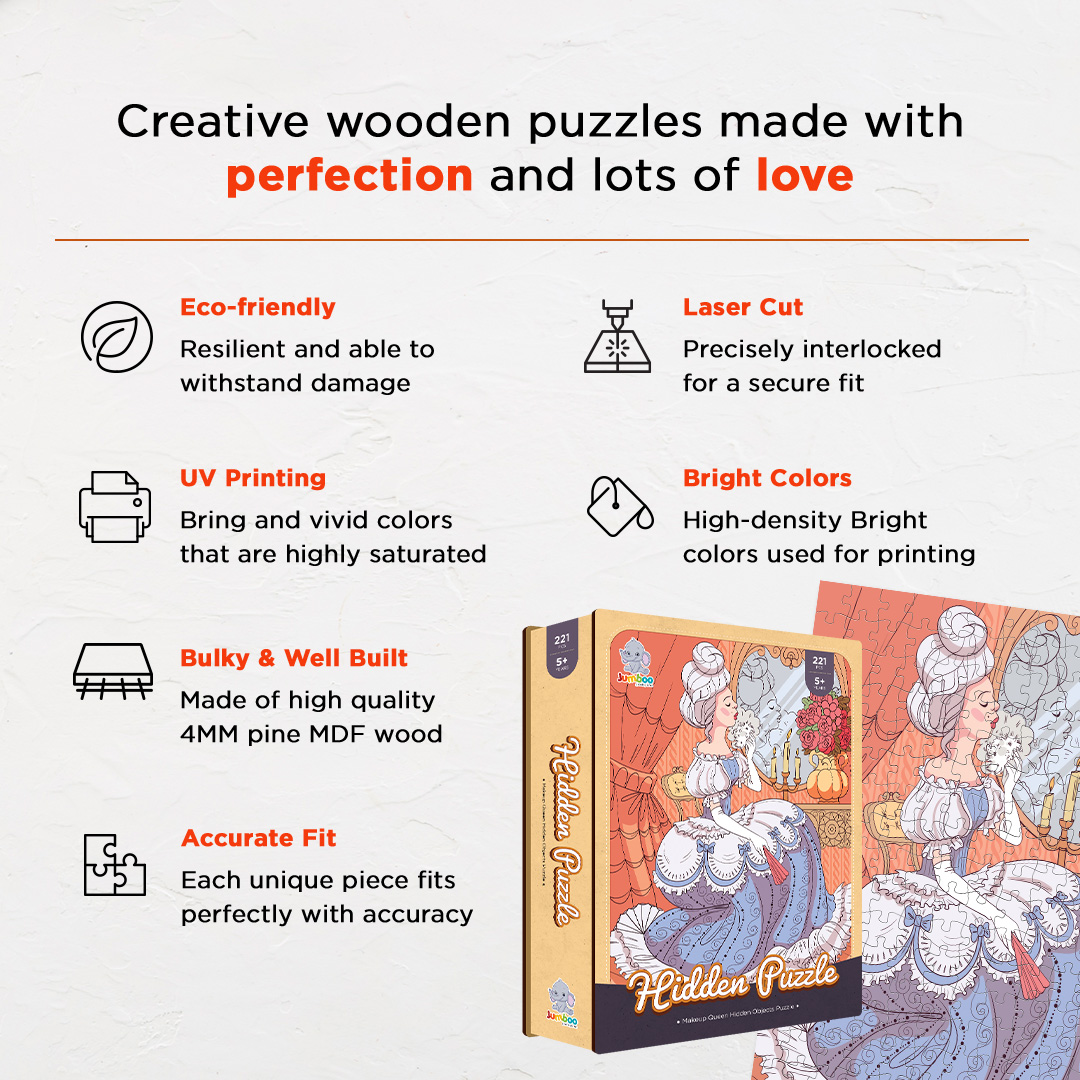 Makeup Queen hidden objects puzzle perfect for the curious kids