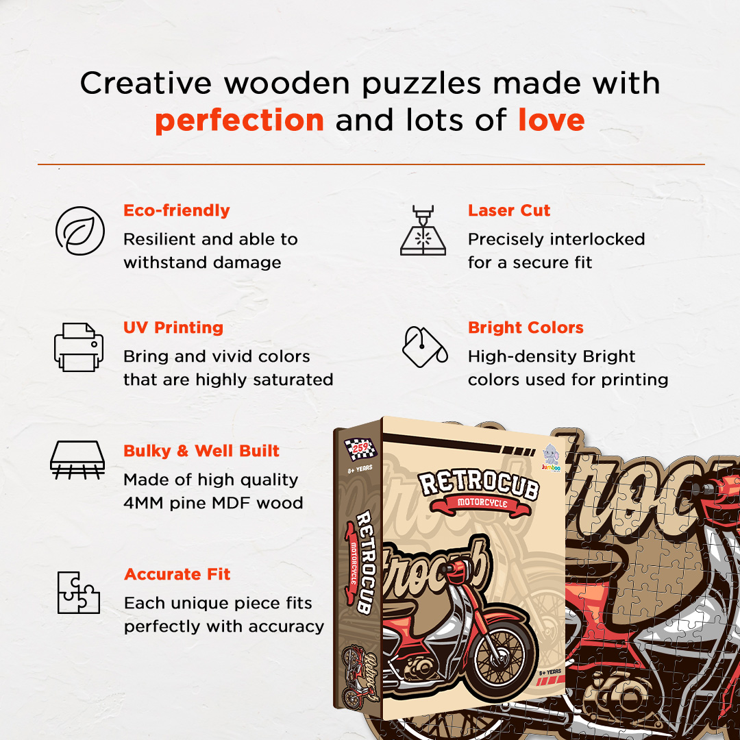 Retrocub Motorcycle a perfectly crafted jigsaw puzzle for bike lovers