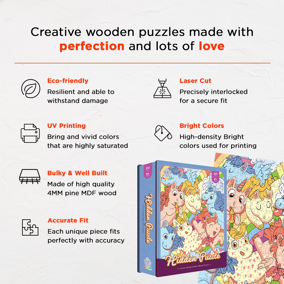 Unicorn Parade hidden objects puzzle perfect for the curious kids