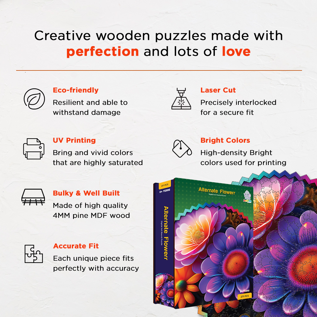 Alternate Flowers digital art puzzle for kids and adults a creative art base puzzle