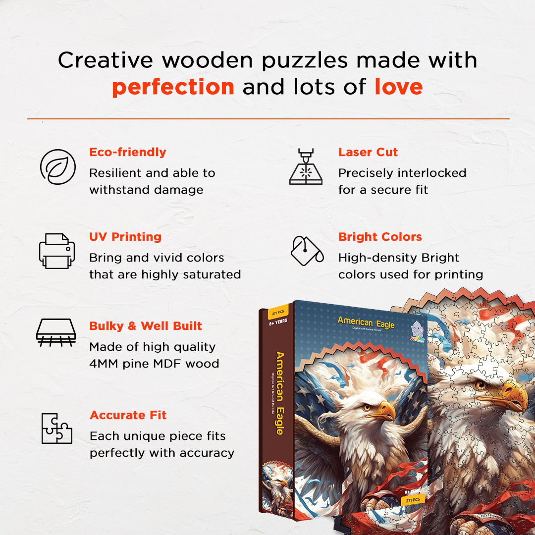 American Eagle digital art puzzle for kids and adults a creative art base puzzle