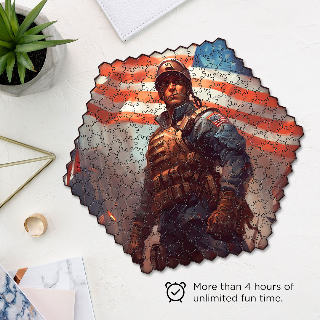 Army Soldier a hexagon shaped complex puzzle with innovative shapes