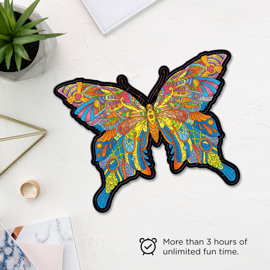 Beautiful Butterfly creative jigsaw puzzle for kids and adults includes different custom shapes