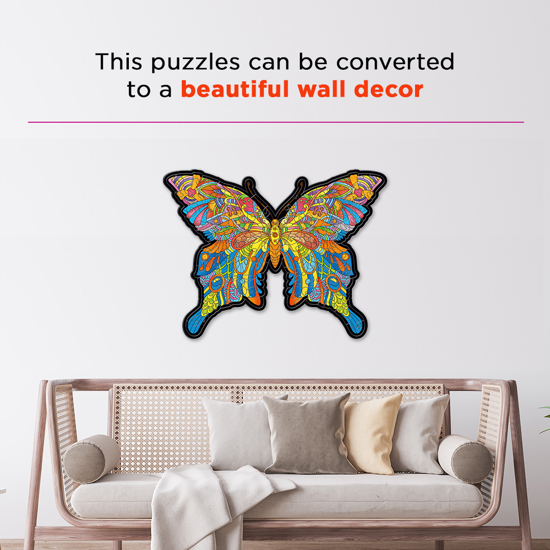 Beautiful Butterfly creative jigsaw puzzle for kids and adults includes different custom shapes