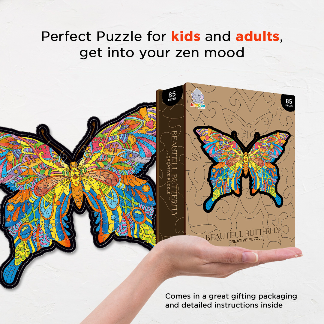 Beautiful Butterfly creative jigsaw puzzle for kids and adults includes different custom shapes