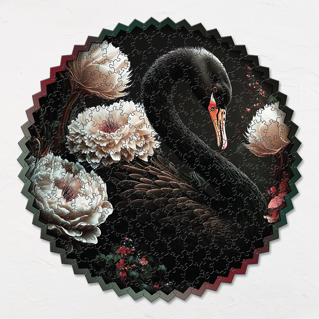 Black Swan digital art puzzle for kids and adults a creative art base puzzle