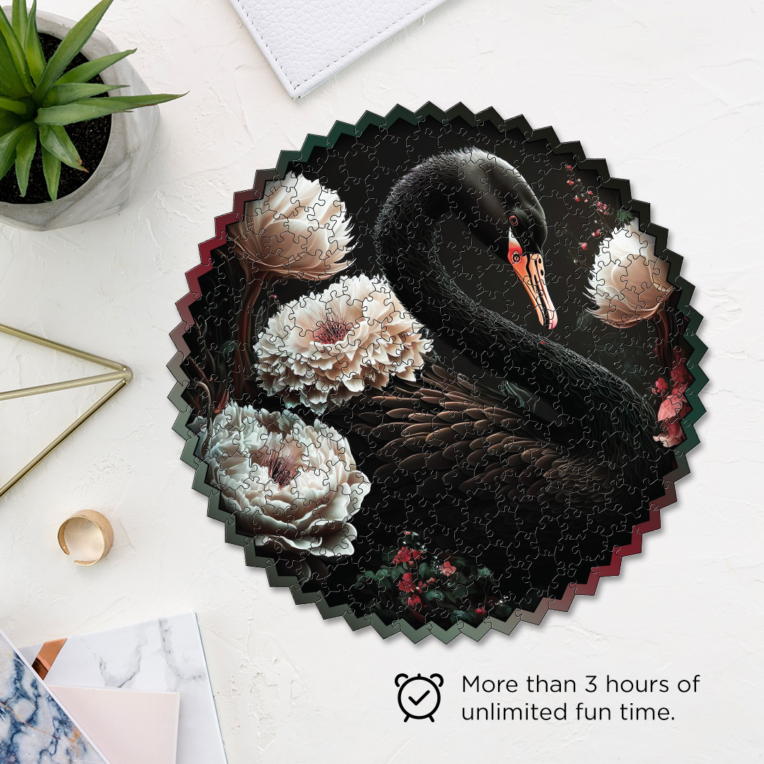 Black Swan digital art puzzle for kids and adults a creative art base puzzle