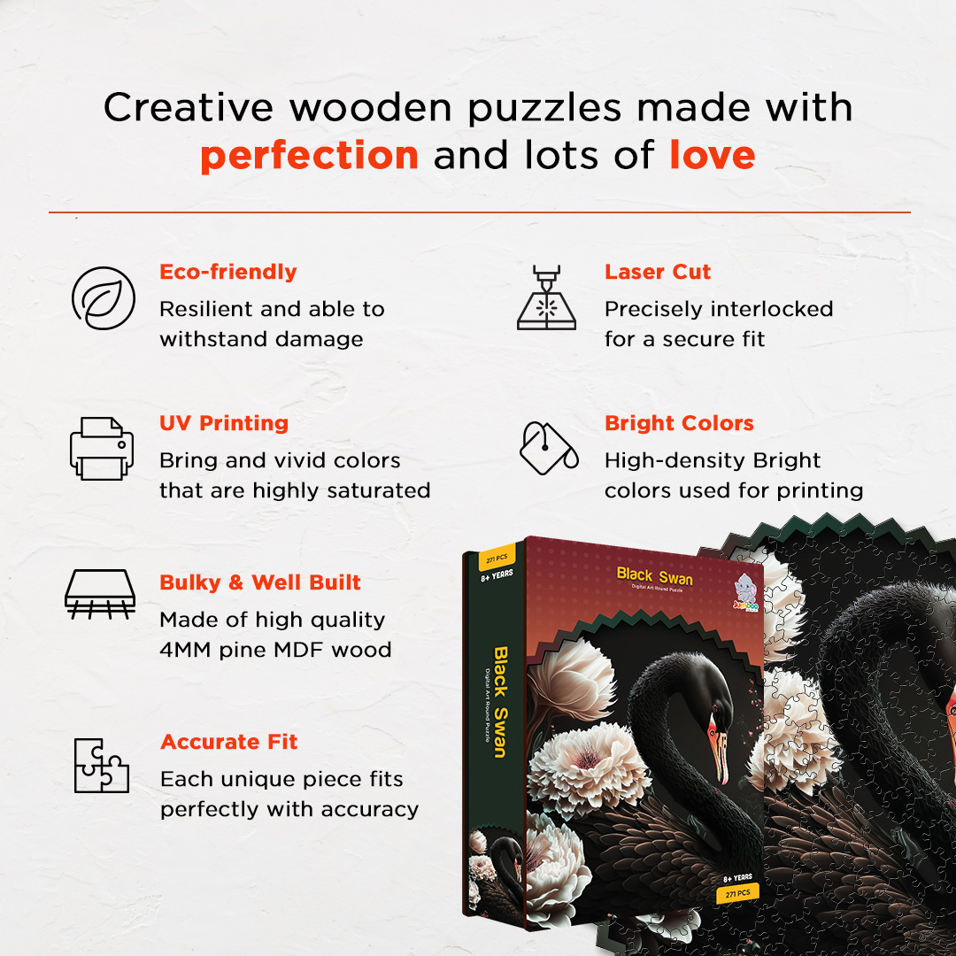Black Swan digital art puzzle for kids and adults a creative art base puzzle