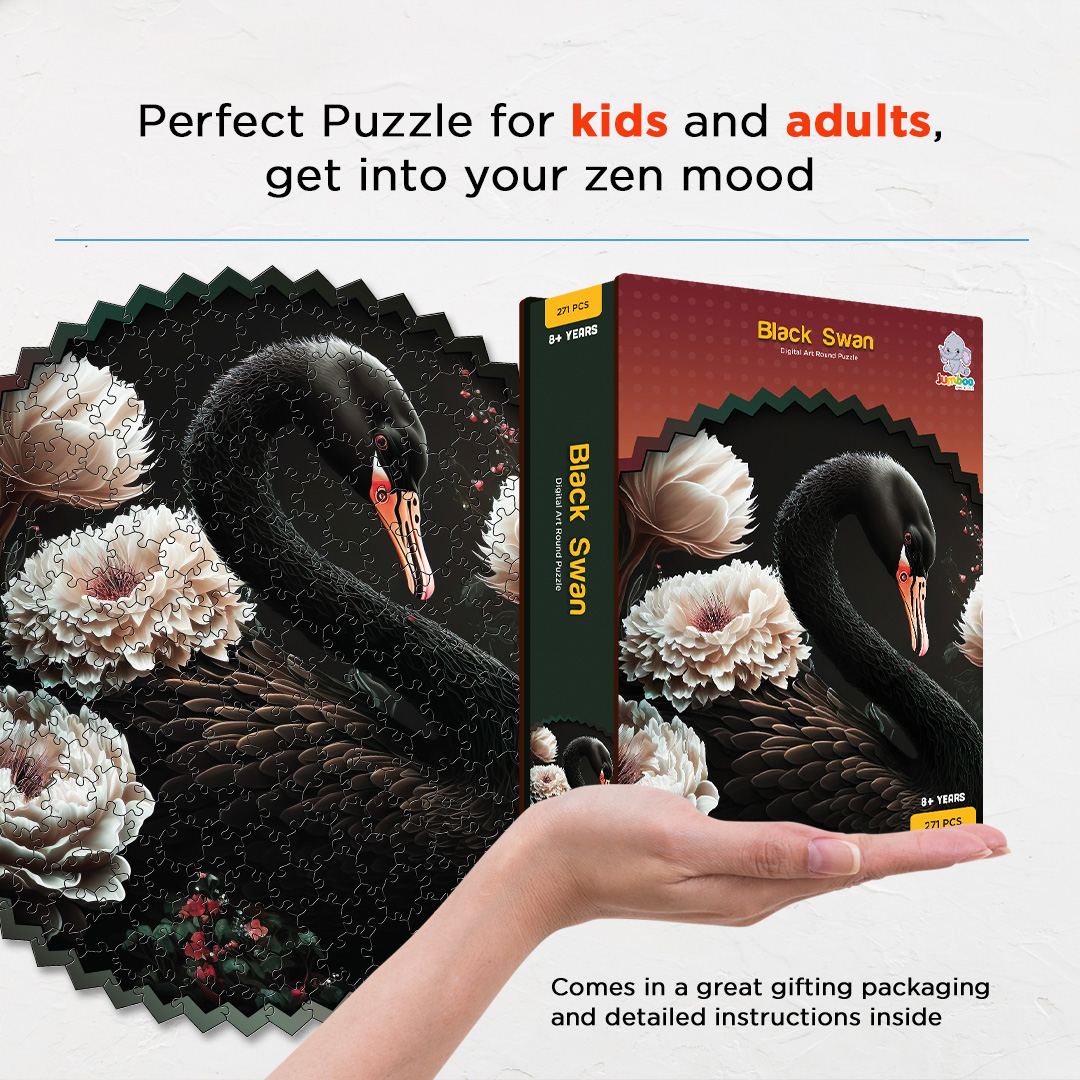 Black Swan digital art puzzle for kids and adults a creative art base puzzle