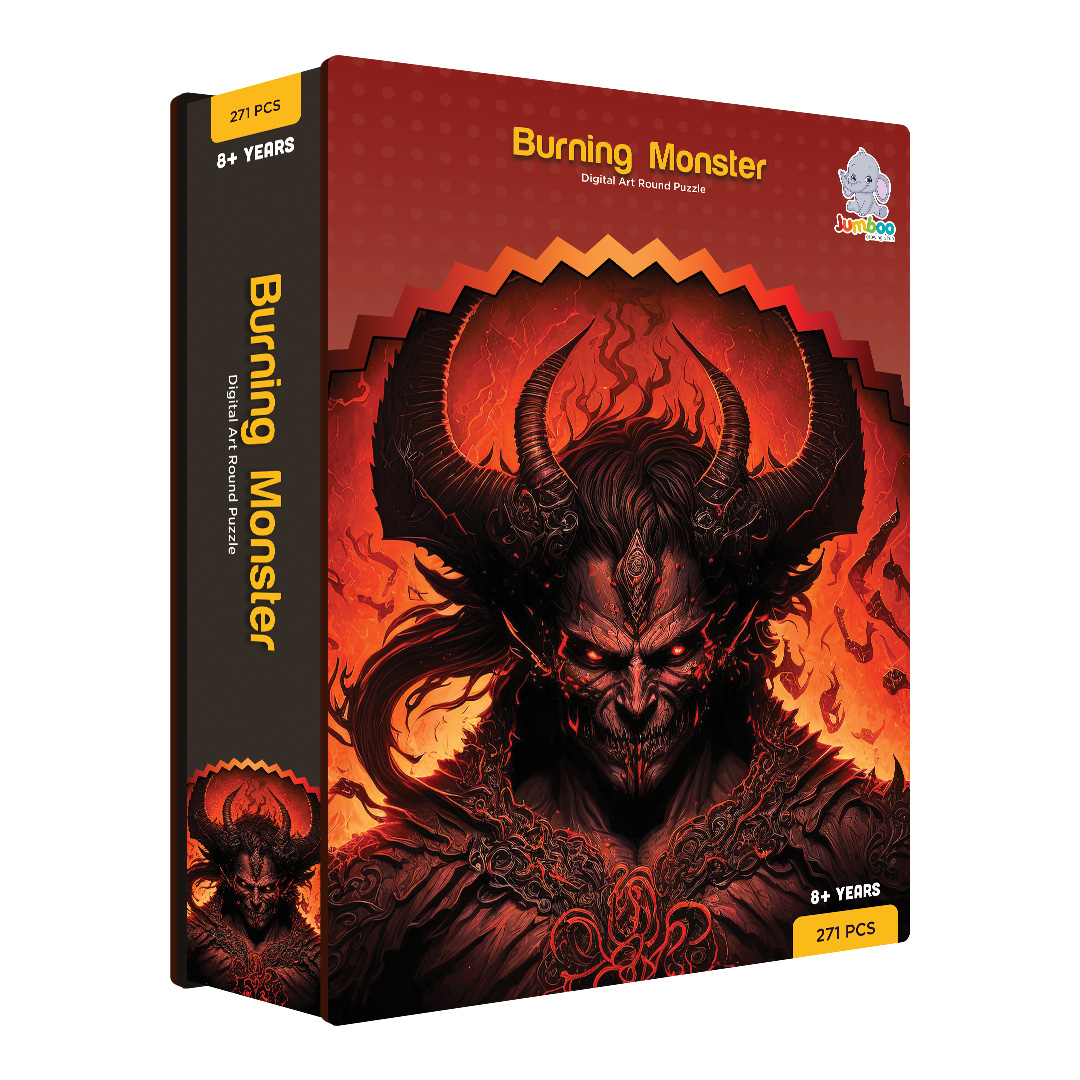 Burning Monster digital art puzzle for kids and adults a creative art base puzzle