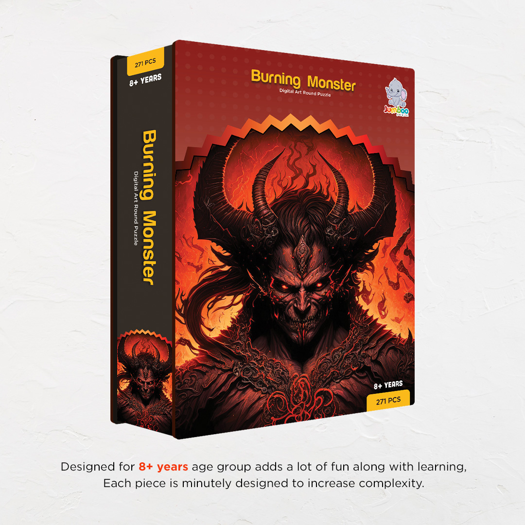 Burning Monster digital art puzzle for kids and adults a creative art base puzzle