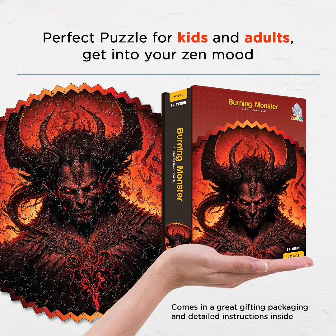 Burning Monster digital art puzzle for kids and adults a creative art base puzzle