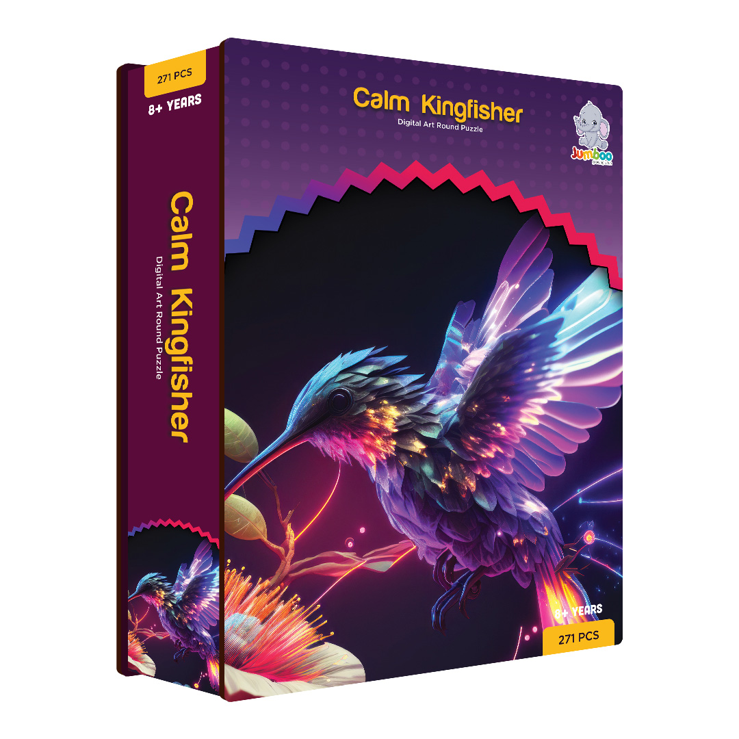 Calm kingfisher digital art puzzle for kids and adults a creative art base puzzle
