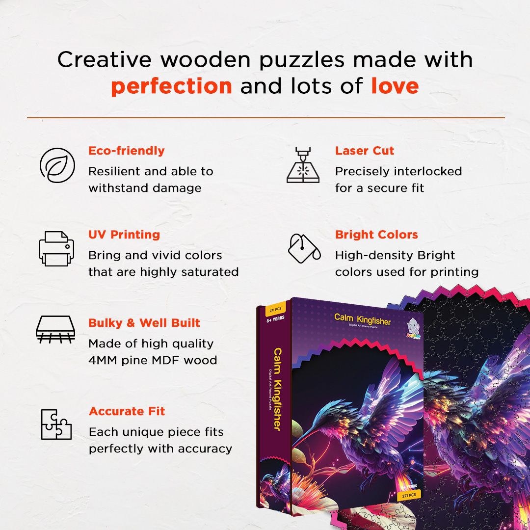 Calm kingfisher digital art puzzle for kids and adults a creative art base puzzle
