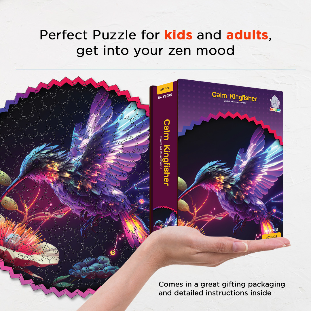Calm kingfisher digital art puzzle for kids and adults a creative art base puzzle