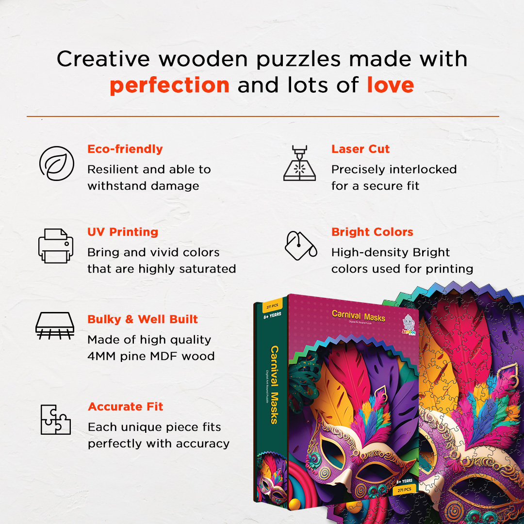 Carnival Masks digital art puzzle for kids and adults a creative art base puzzle