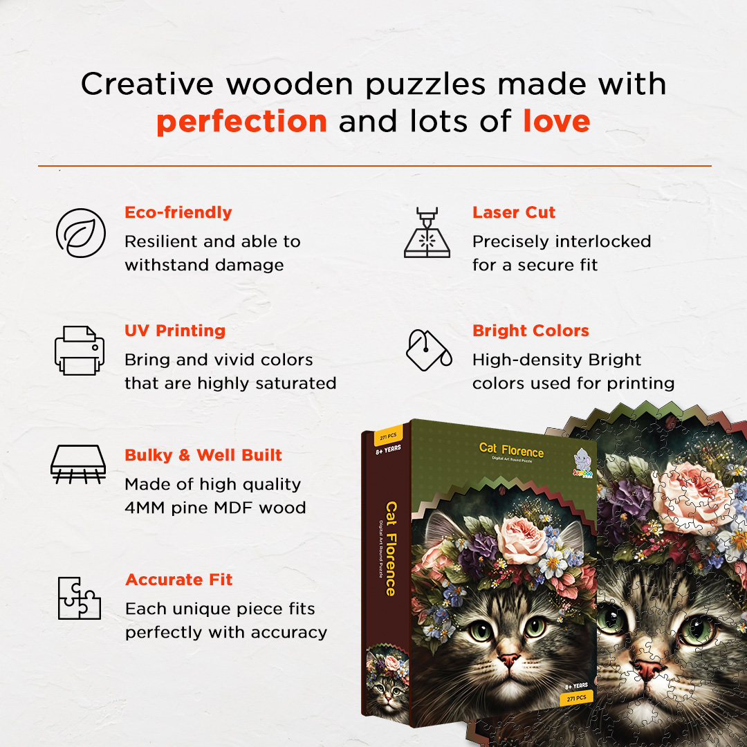 Cat Florence digital art puzzle for kids and adults a creative art base puzzle