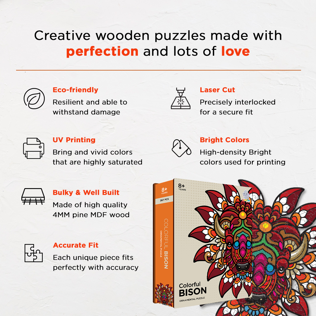 Colorful Bison Ornamental Puzzle designed precisely to bring amazing fun time