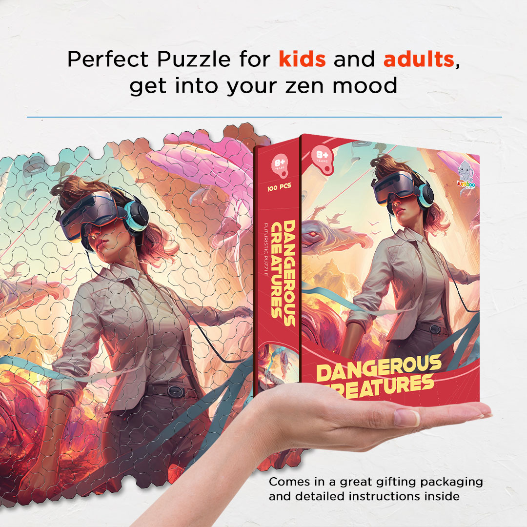 Dangerous Creatures a futuristic new age Octagon combined shape jigsaw puzzle