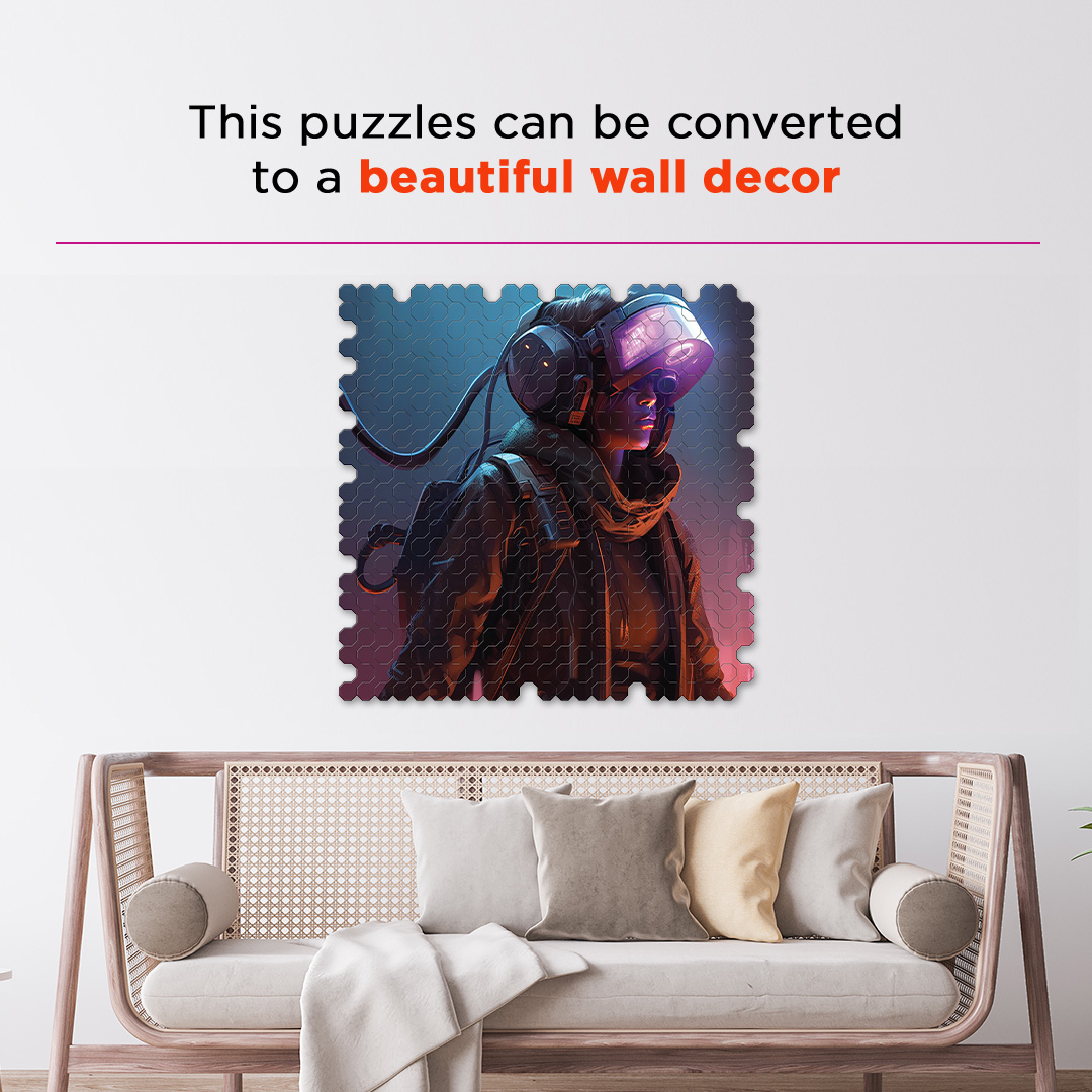 Diving into Thrill a futuristic new age Octagon combined shape jigsaw puzzle
