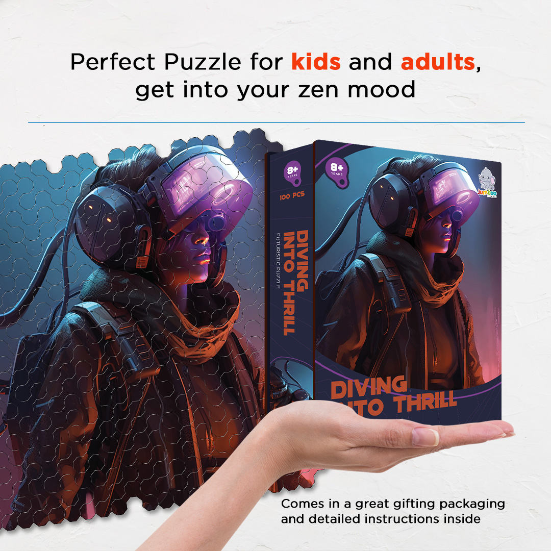 Diving into Thrill a futuristic new age Octagon combined shape jigsaw puzzle