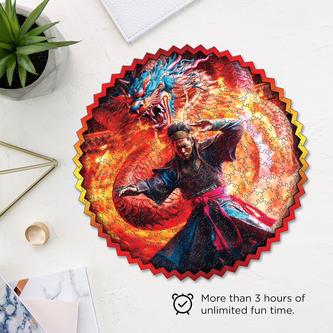 Dragon Fighter digital art puzzle for kids and adults a creative art base puzzle