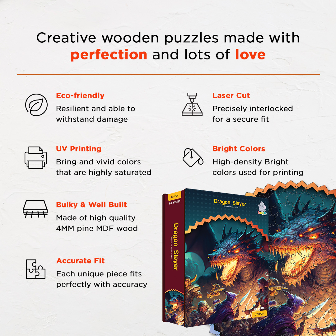Dragon Slayer digital art puzzle for kids and adults a creative art base puzzle