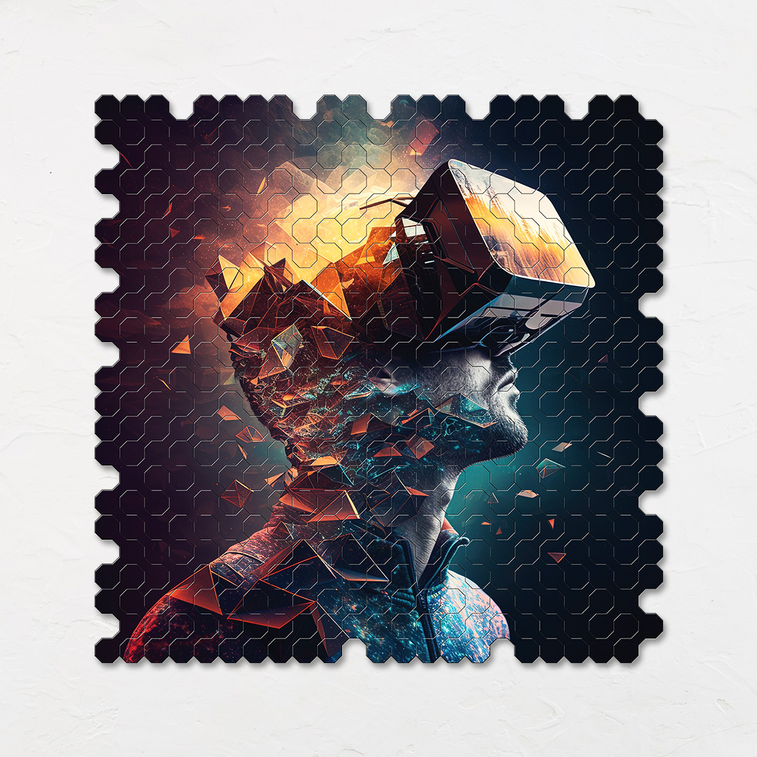 Exploring Metaverse a futuristic new age Octagon combined shape jigsaw puzzle