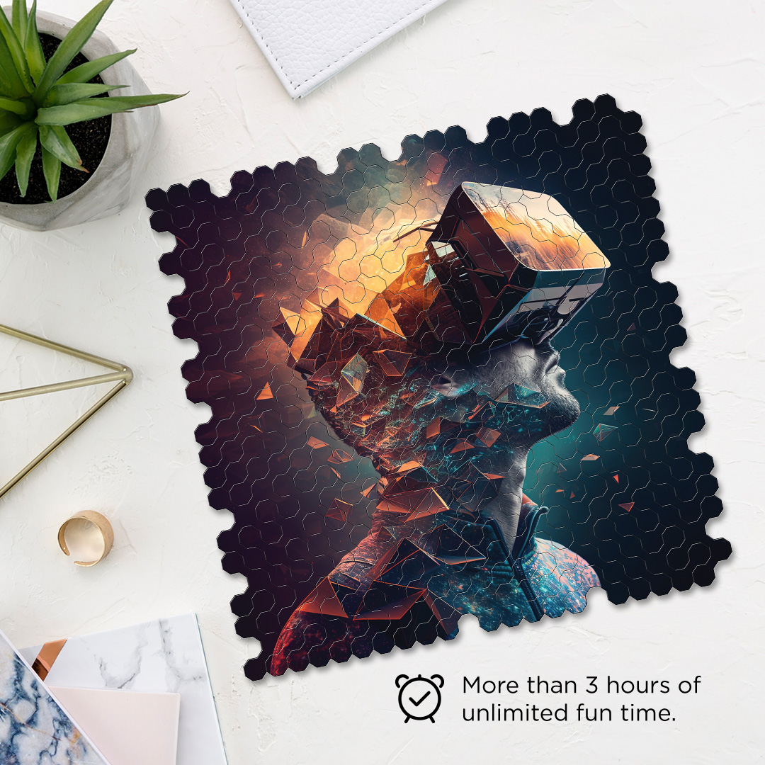 Exploring Metaverse a futuristic new age Octagon combined shape jigsaw puzzle