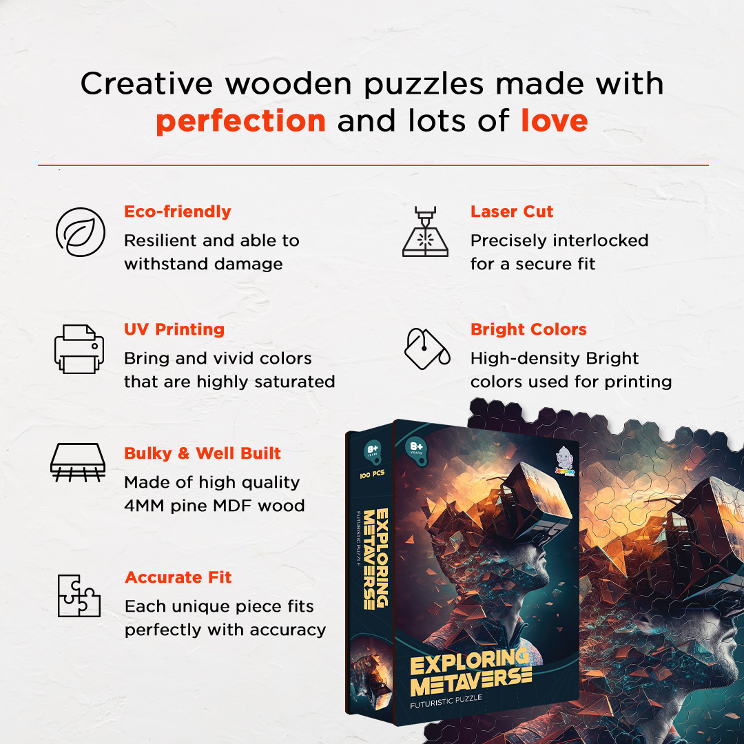 Exploring Metaverse a futuristic new age Octagon combined shape jigsaw puzzle