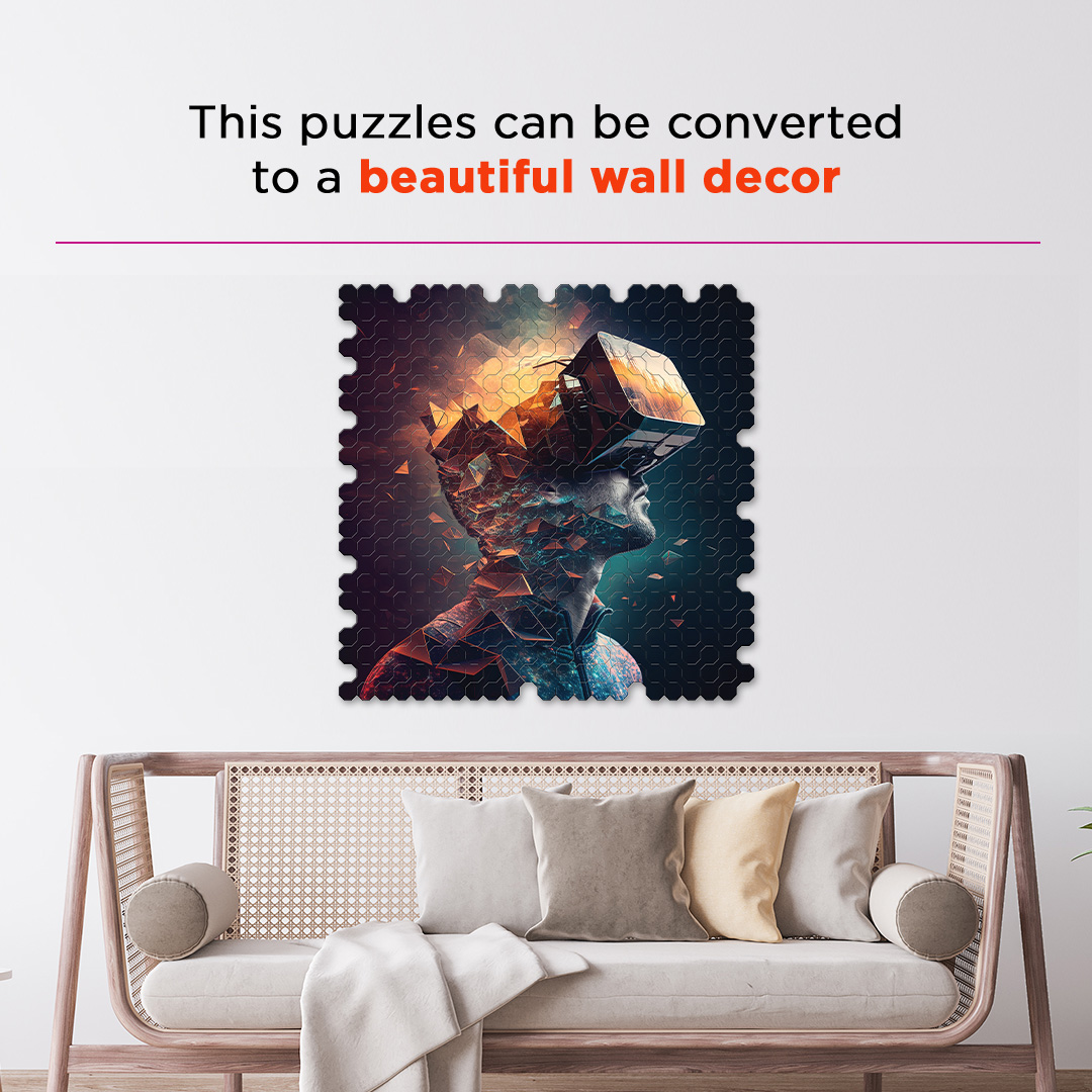Exploring Metaverse a futuristic new age Octagon combined shape jigsaw puzzle