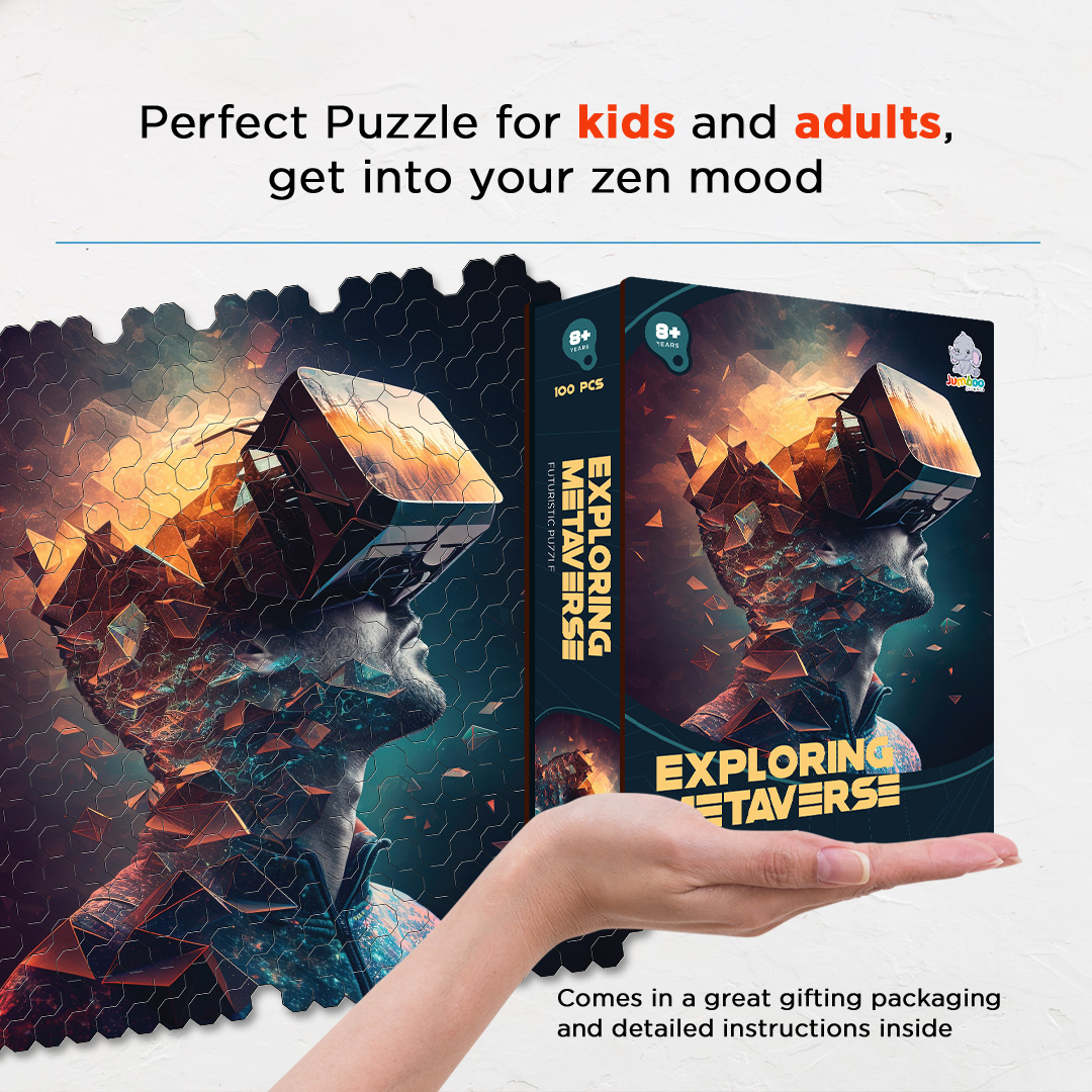 Exploring Metaverse a futuristic new age Octagon combined shape jigsaw puzzle