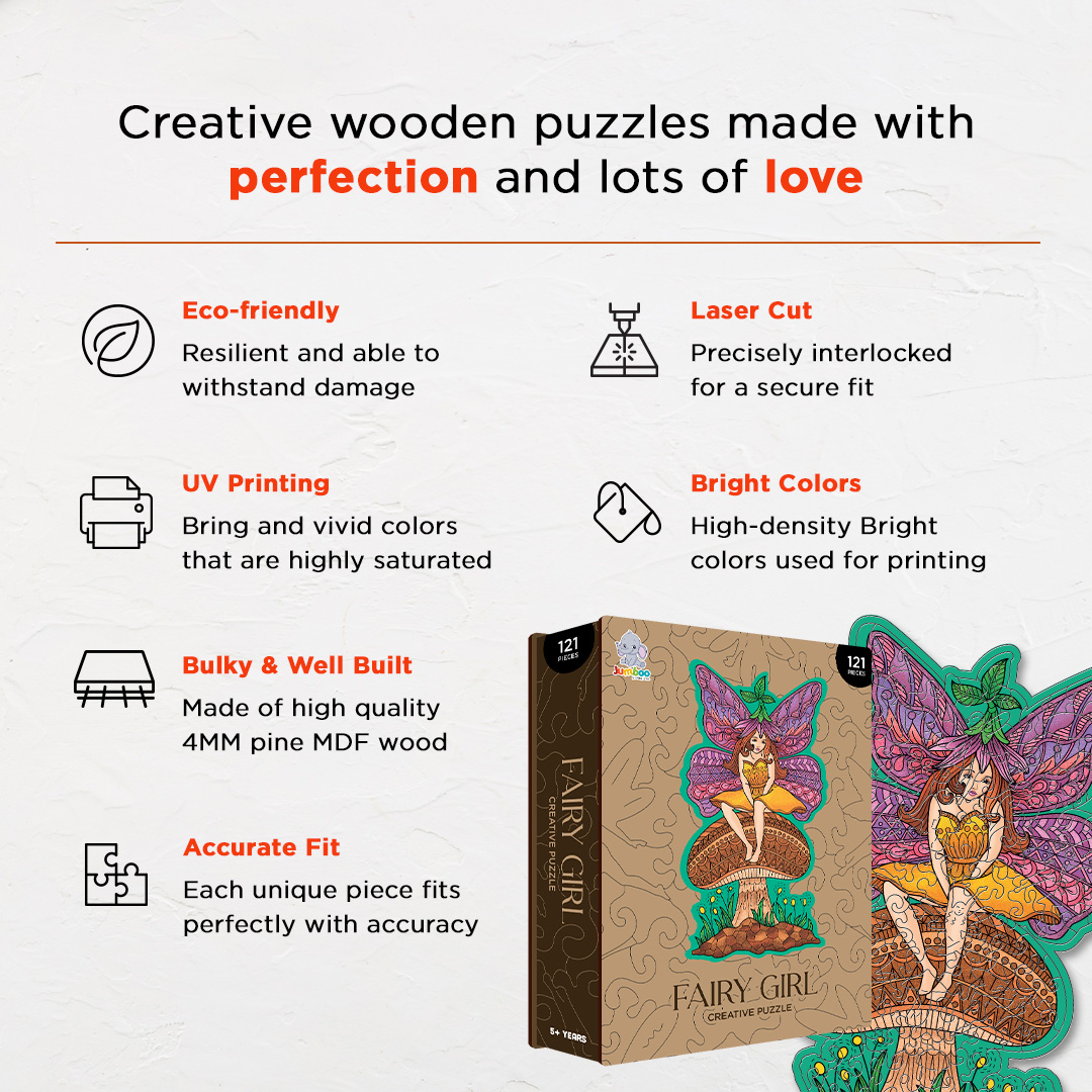 Fairy Girl creative jigsaw puzzle for kids and adults includes different custom shapes
