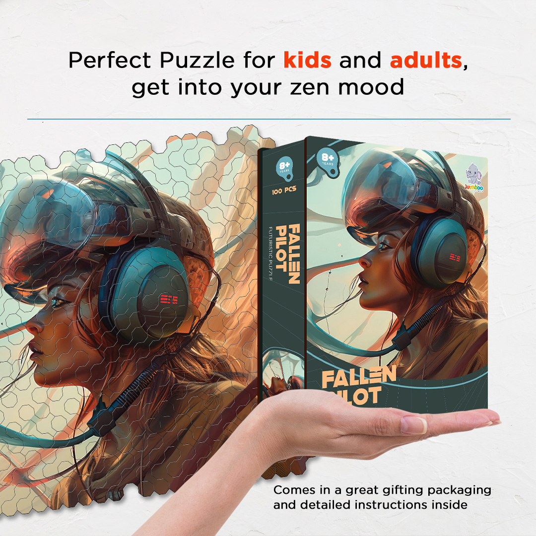 Fallen Pilot a futuristic new age Octagon combined shape jigsaw puzzle