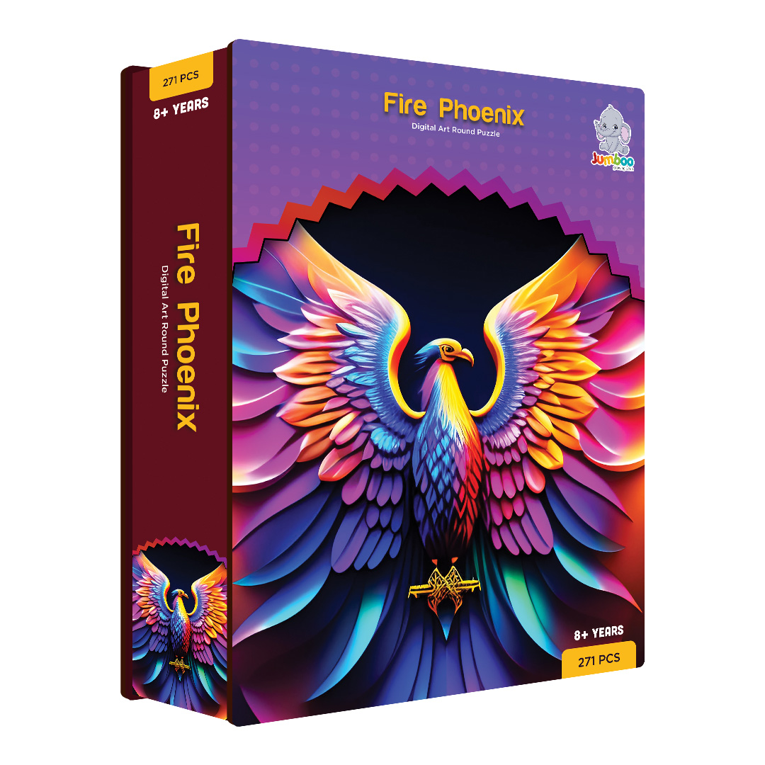 Fire phoenix digital art puzzle for kids and adults a creative art base puzzle