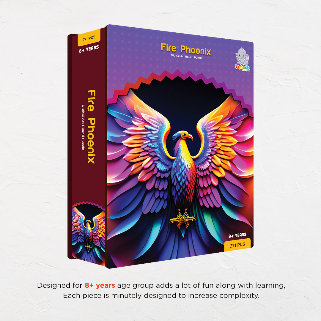 Fire phoenix digital art puzzle for kids and adults a creative art base puzzle
