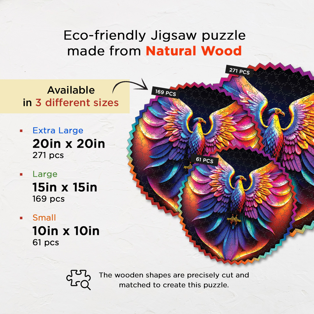 Fire phoenix digital art puzzle for kids and adults a creative art base puzzle