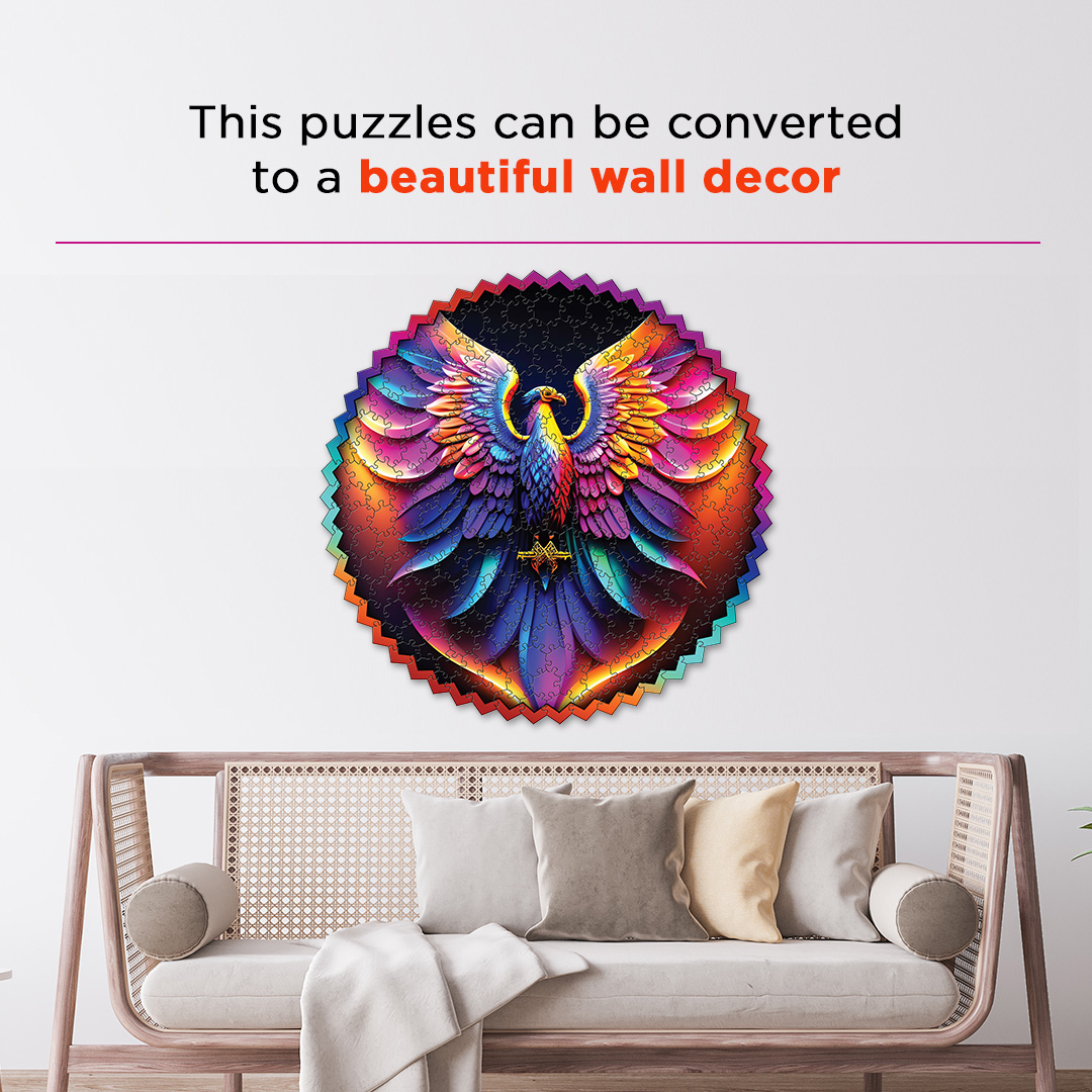 Fire phoenix digital art puzzle for kids and adults a creative art base puzzle