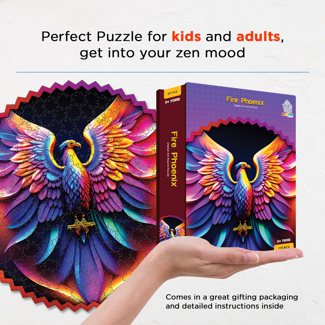 Fire phoenix digital art puzzle for kids and adults a creative art base puzzle