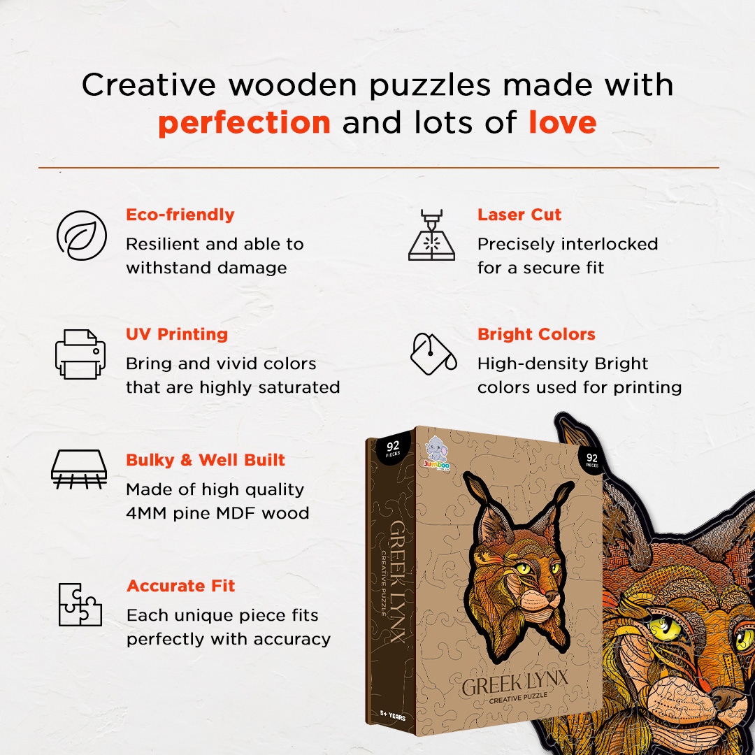 Greek Lynx creative jigsaw puzzle for kids and adults includes different custom shapes