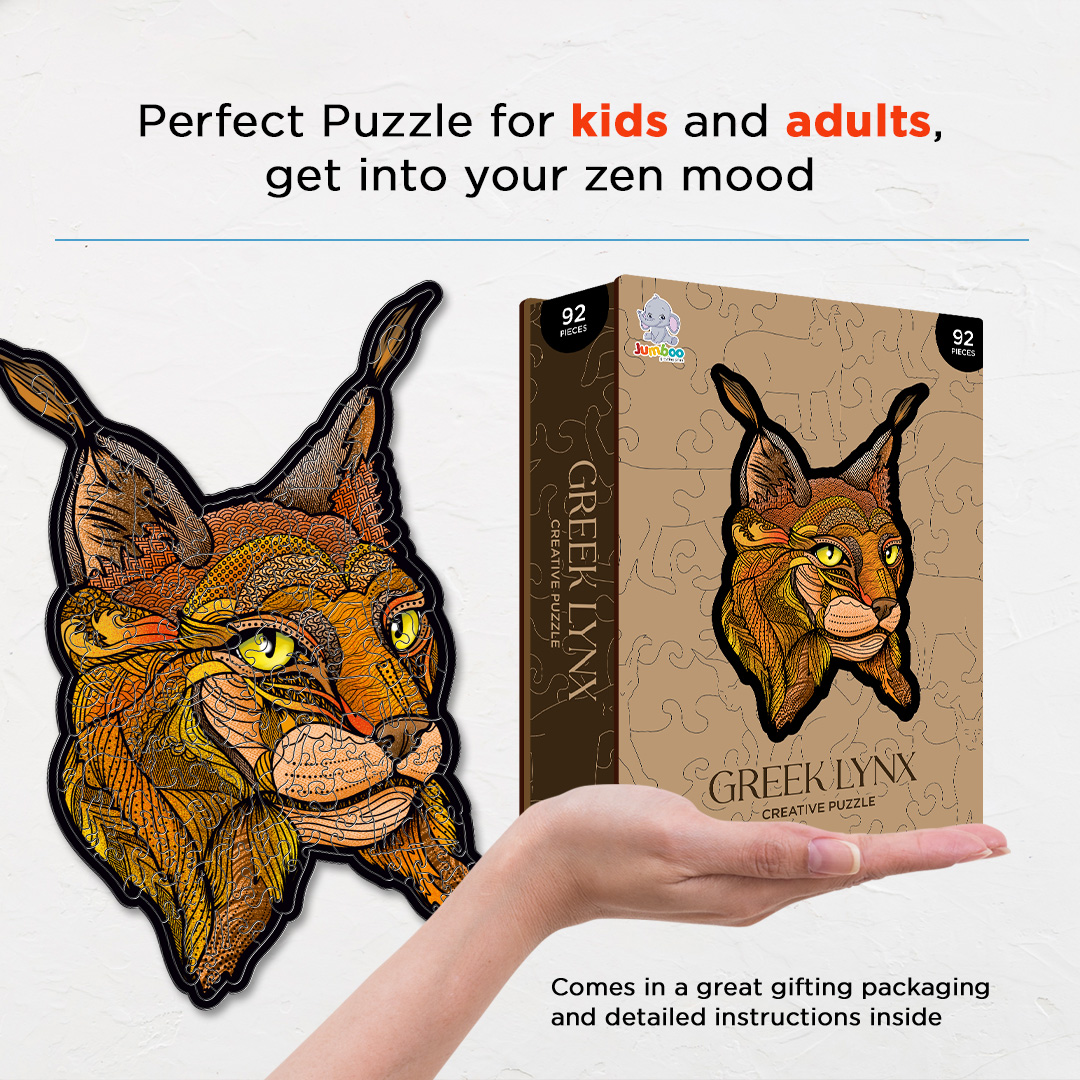 Greek Lynx creative jigsaw puzzle for kids and adults includes different custom shapes